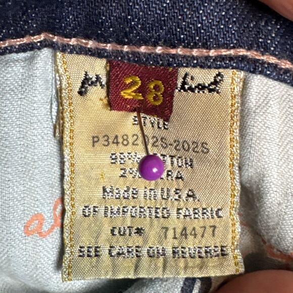 7 For All Mankind Dojo Crop Denim Jeans Wide Leg Size 28 Dark Wash Y2k Retro - Picture 9 of 9